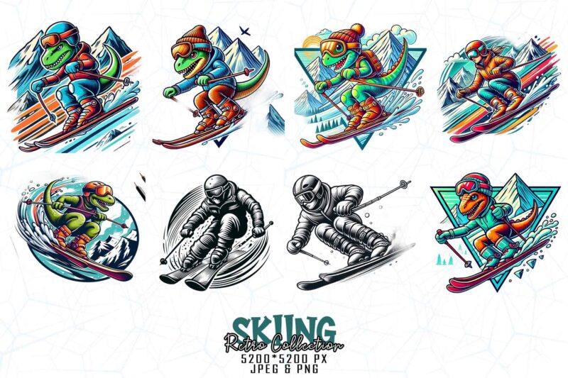 Winter Sports Skiing Illustration T-shirt design bundle