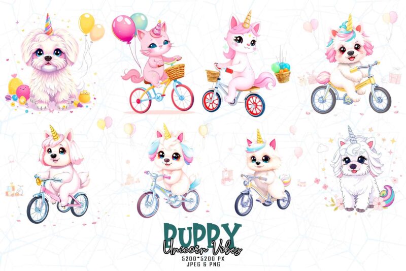 Popular Groovy Puppy Dog Unicorn Lover t-shirt design bundle
