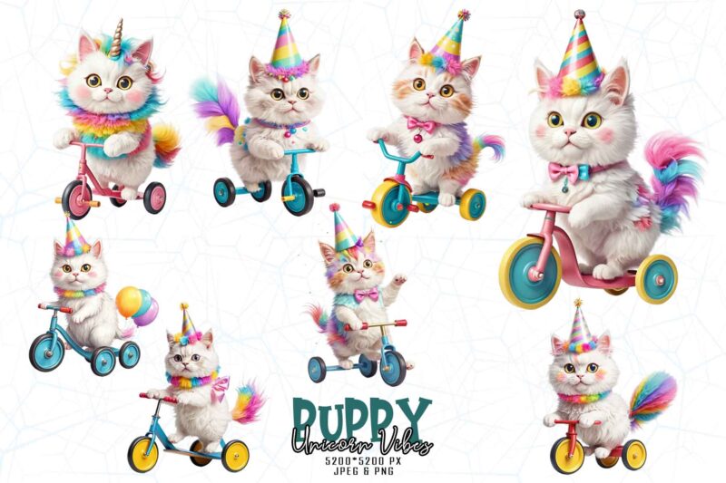 Vintage Puppy Unicorn t-shirt design bundle of 20 designs – download instantly