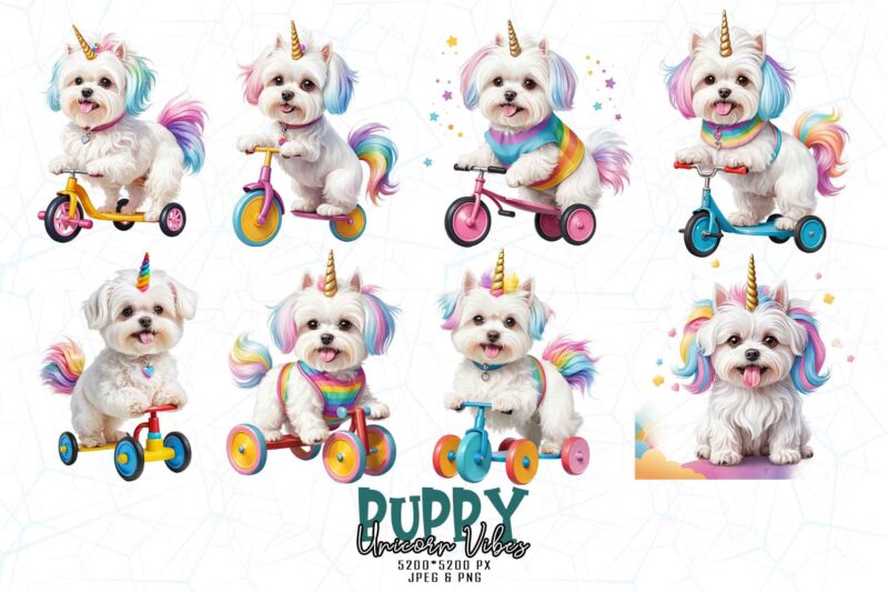 80 Popular Groovy Puppy Dog Unicorn Lover t-shirt design bundle