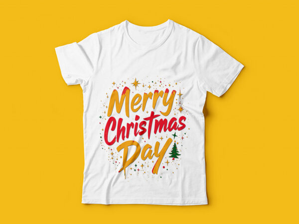 Merry christmas day typography t-shirt design