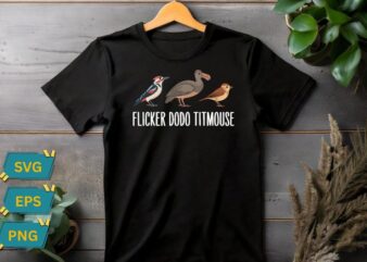 Flicker dodo titmouse funny t-shirt design vector, flicker, dodo, titmouse, funny, t-shirt, tees