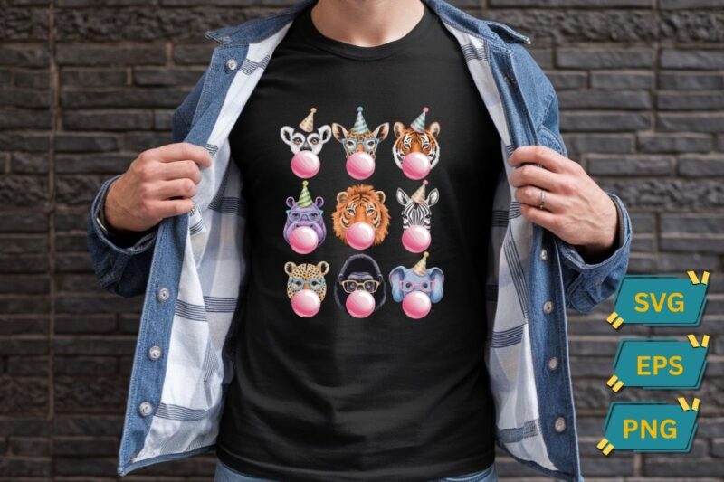 Zoo Animals Wildlife Birthday Party Zoo Day Animals T-Shirt design vector, Zoo Animals birthday shirt, Wildlife, Birthday Party, Zoo shirt