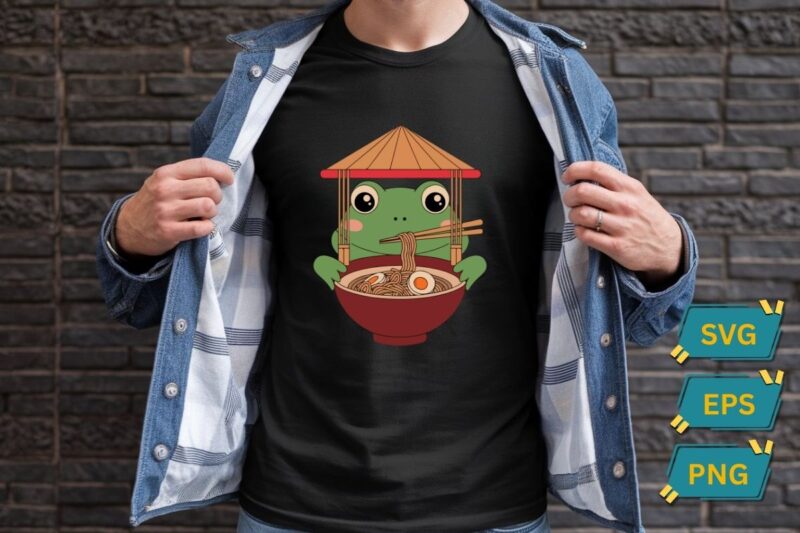 Frog Eating Ramen Kawaii Japanese Noodles Anime Lovers T-Shirt