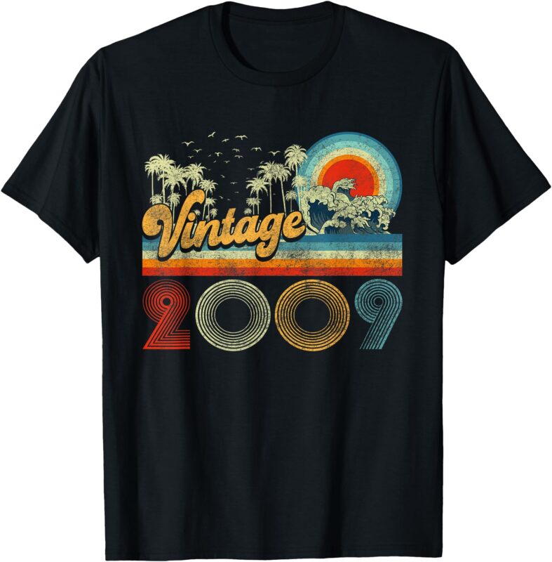 16 Years Old Gifts Vintage Made In 2009 16th Birthday Retro T-Shirt