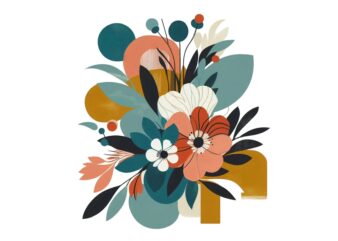 Watercolour Floral Retro Illustration T-shirt design