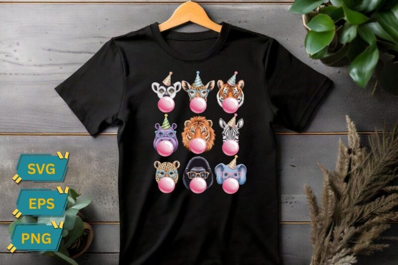 Zoo Animals Wildlife Birthday Party Zoo Day Animals T-Shirt design vector, Zoo Animals birthday shirt, Wildlife, Birthday Party, Zoo shirt