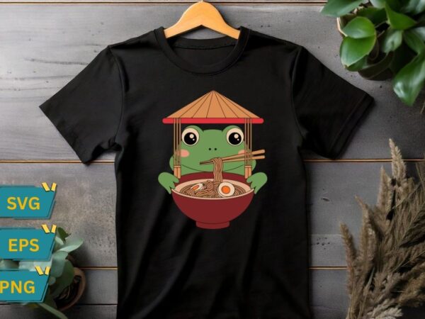 Frog eating ramen kawaii japanese noodles anime lovers t-shirt