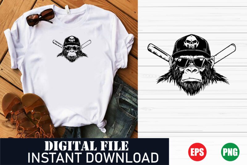 Stylish Monkey Face Illustration T-Shirt Design, Funny Jungle Monkey Face Graphic T-Shirt, Minimalist Monkey Face Vector T-Shirt