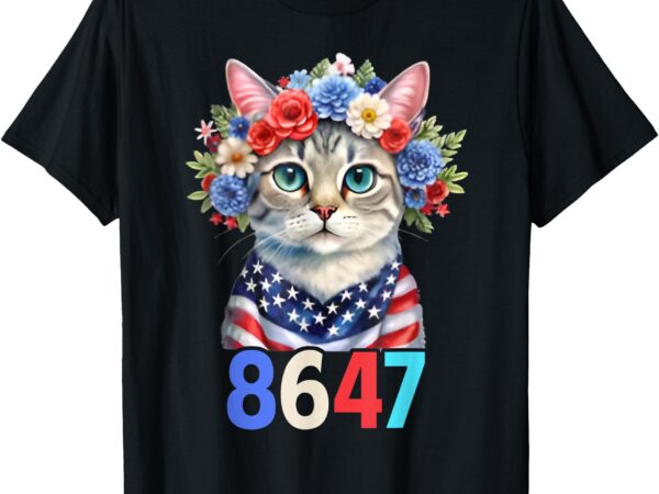 8647 floral retro 86 47 cat lovers t-shirt