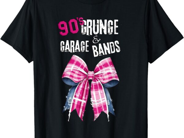 90s t s, grunge & garage bands-pink plaid bow vintage music t-shirt