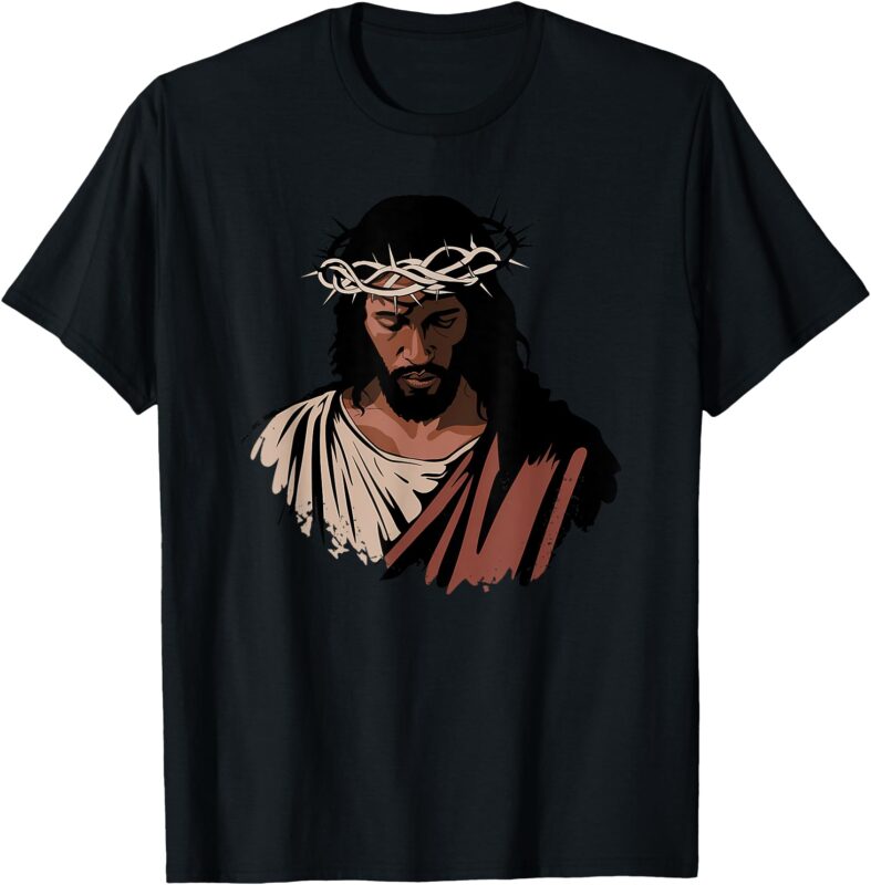 African American Jesus Portrait Black Christian T-Shirt