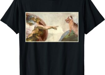 Almighty Slap Funny Cat God Creation of Adam Meme Jesus Art T-Shirt