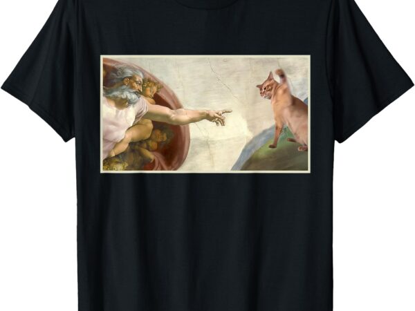Almighty slap funny cat god creation of adam meme jesus art t-shirt