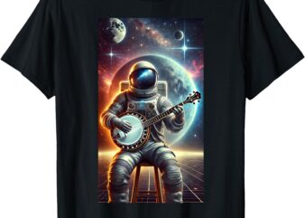 Astronaut Playing Banjo Science Space Graphic Men Women Boys T-Shirt
