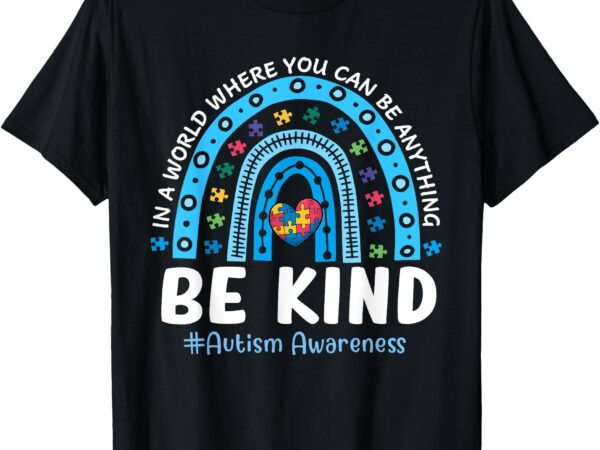 Autism awareness rainbow in april we wear blue ribbon t-shirt