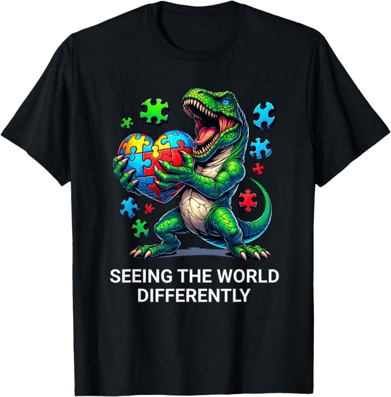 Autism Awareness Seeing the World Differently Dinosaur T-Shirt