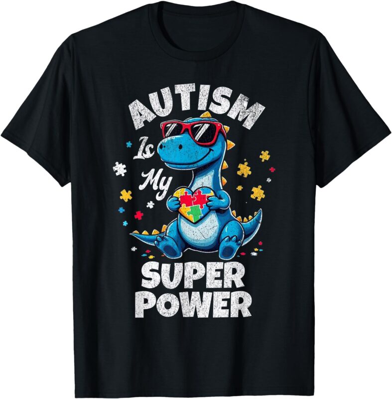 Autism Is My Superpower Autism Awareness Funny Boys Kids T-Shirt