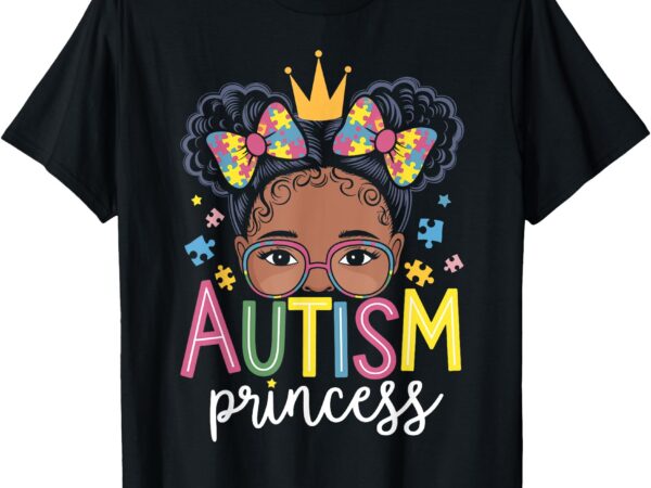 Autism princess afro girls bow daughter autism awareness t-shirt