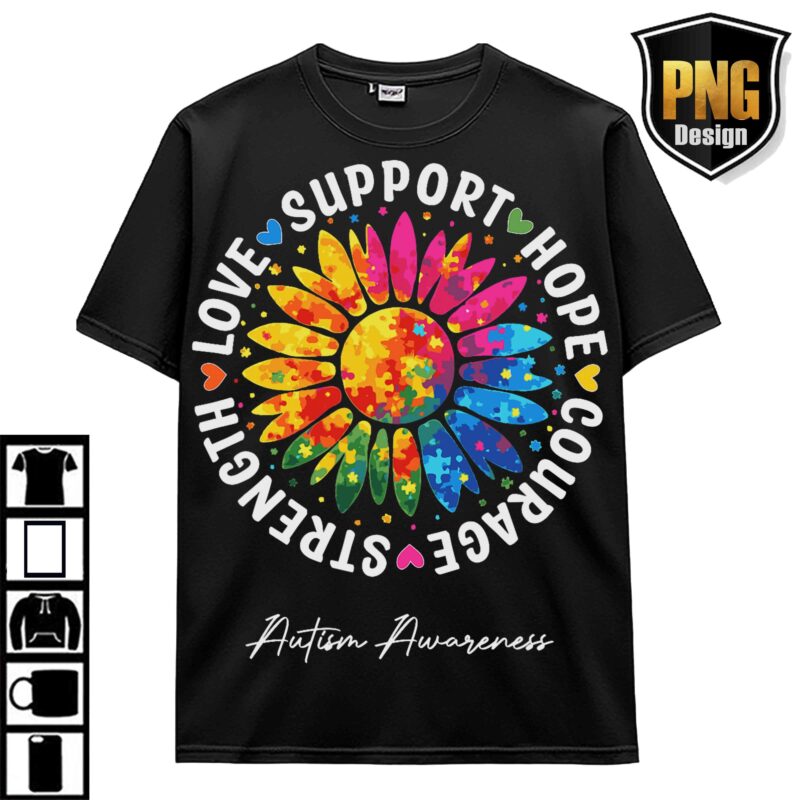Autism Awareness Bundle Design 30 PNG April Wear Blue Support Autism Be Kind T-Shirt