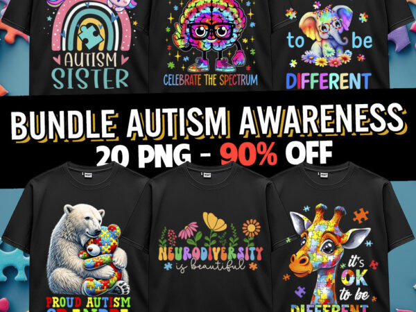Autism awareness april wear blue be kind elephant giraffe animal puzzle t-shirt design 20 png