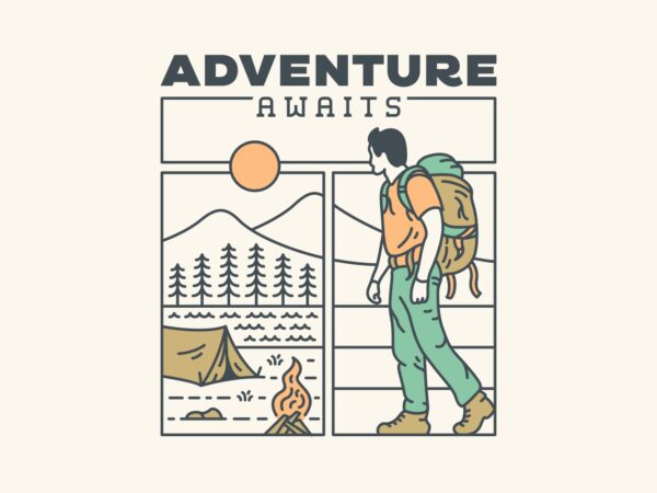 Adventure awaits 2 t shirt vector