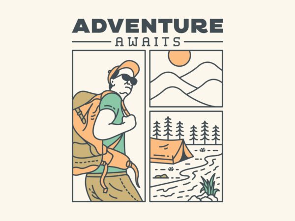 Adventure awaits 3 t shirt vector