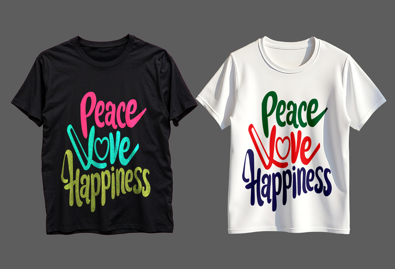 Peace Love Happiness Typography T-Shirt Design