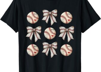 Baseball Coquette Bow For Women Girls T-Shirt