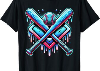 Baseball Dripping Ice Cream Drip Youth Boys Baseball T-Shirt