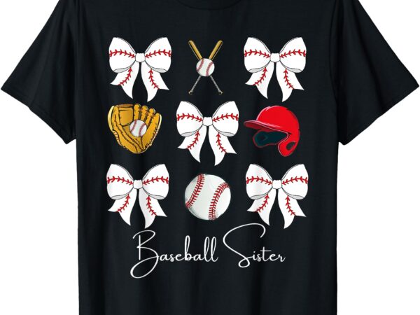 Baseball sister coquette bow girls cheer baseball t-shirt