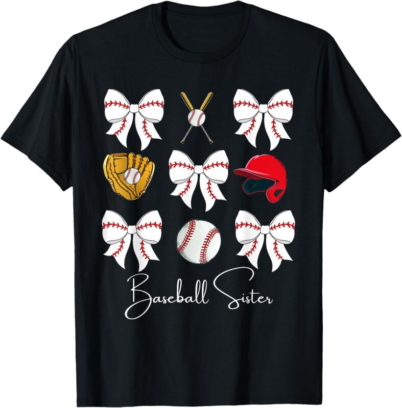 Baseball Sister Coquette Bow Girls Cheer Baseball T-Shirt