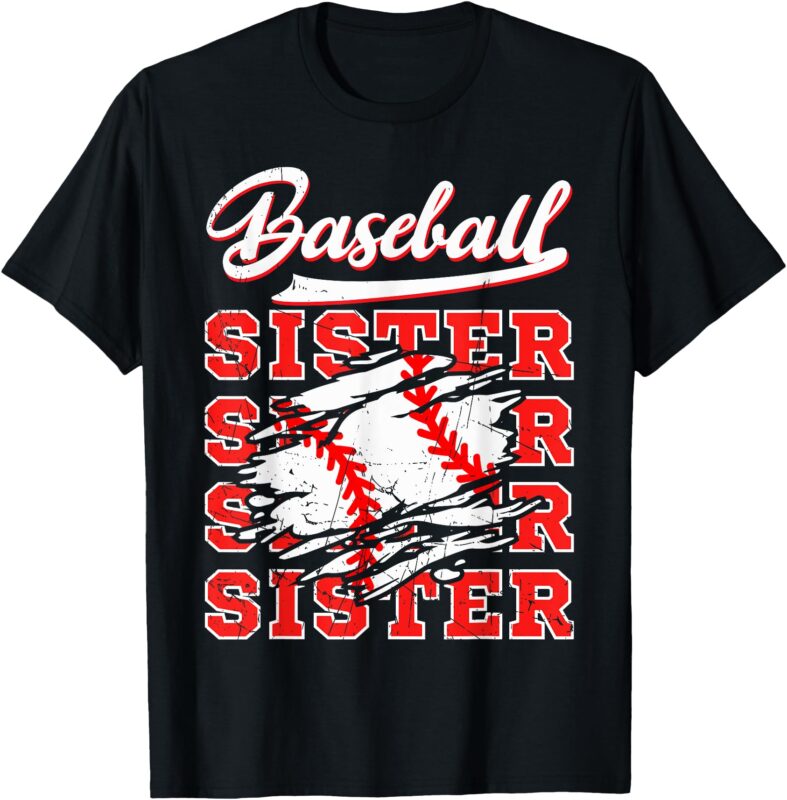 Baseball Sister Sport Lover Stepsist Ball Sister Mothers Day T-Shirt