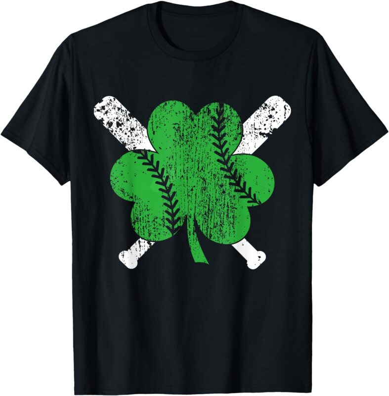 Baseball St Patricks Day Boys Girls Men Women Shamrock Green T-Shirt