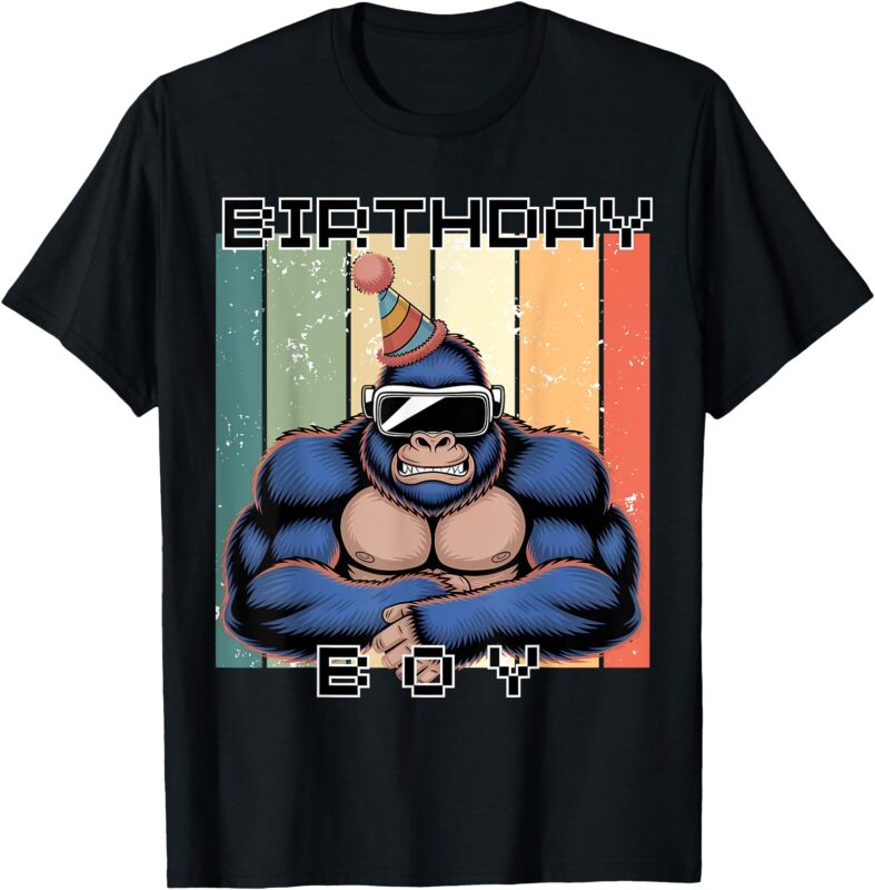 Birthday Decorations Monkey Tag VR Gamer Funny T-Shirt
