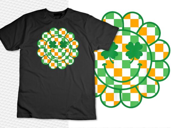 Smile face lucky charm saint patrick’s day shamrock t-shirt design