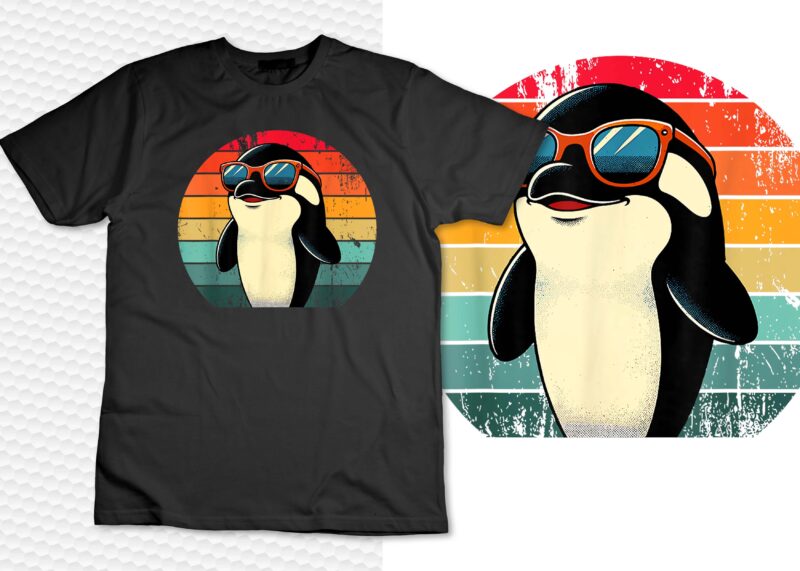 Pool Party Retro Orca Men Women Kids Funny Orca T-Shirt design
