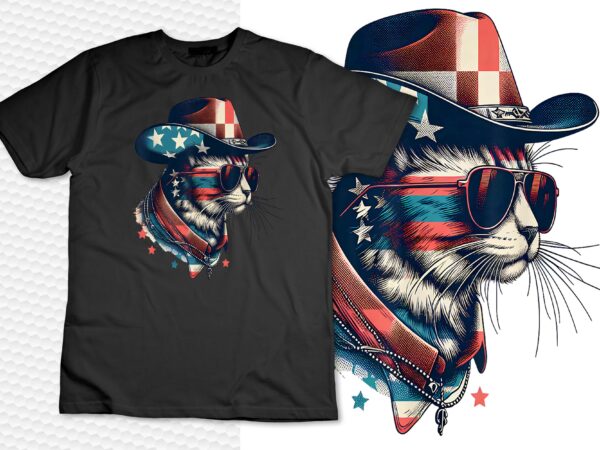 Patriotic american cat 4th of july usa t-shirtdesign