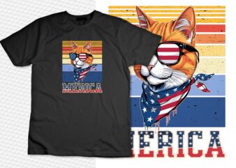 Memorial Day Cat – Meowica Cat US Flag Patriot T-Shirt design