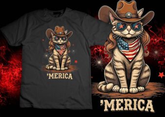 USA ‘Merica Cat 4th of July Kids Men Women Funny Patriotic Tank Top design