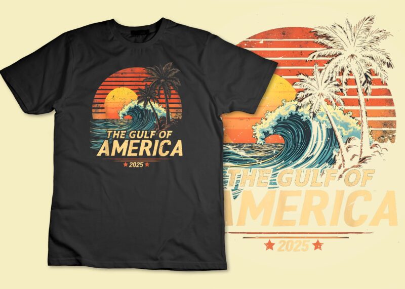 Retro Vintage Gulf Of US America 2025 American Flag Mexico T-Shirt design