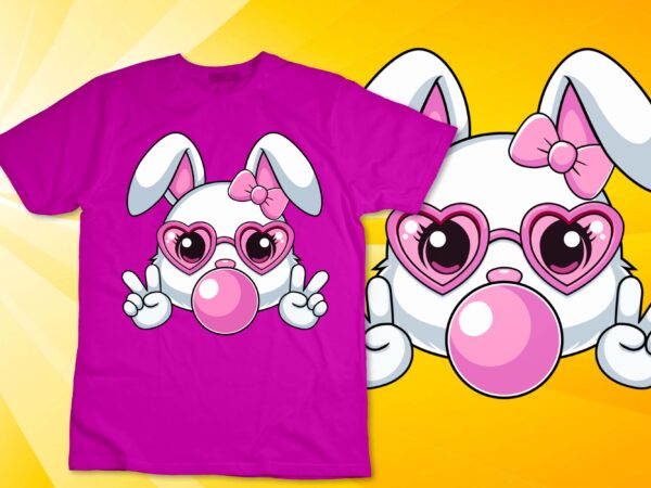 Easter bunny face glasses happy easter day women girls sweatshirt design