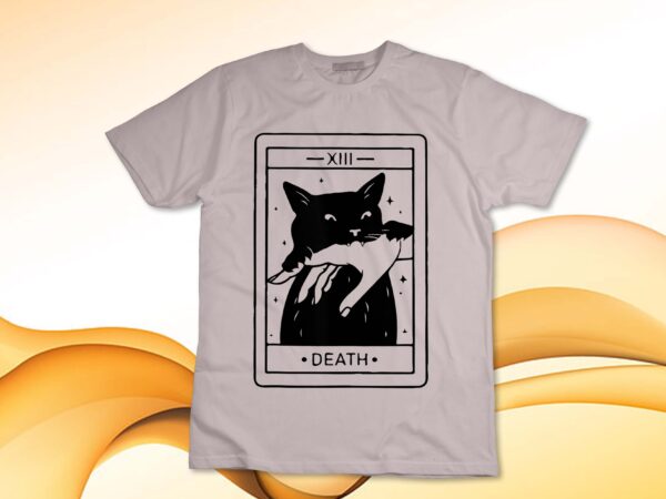 Black cat tarot death halloween witchy cat lover men women tank top t shirt template