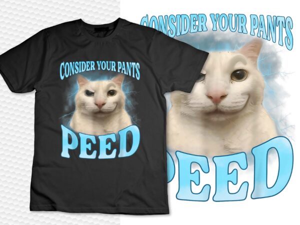 Consider your pants peed funny freak cat meme humor saying t-shirt