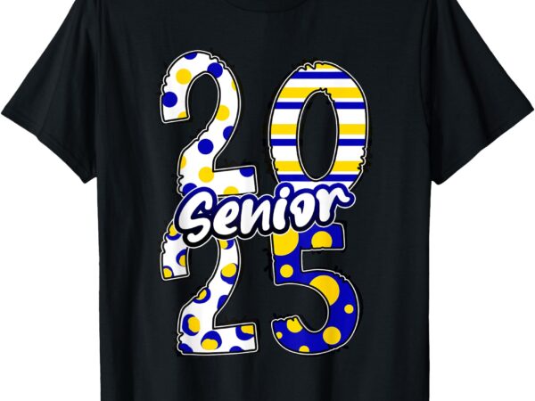Bold senior 2025 polka dot stripes graduation style t-shirt