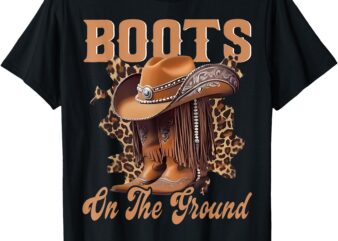 Boot Cowboy Western Cowgirl Linedance Leopard Women T-Shirt