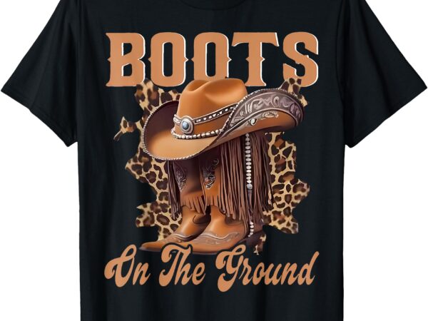 Boot cowboy western cowgirl linedance leopard women t-shirt