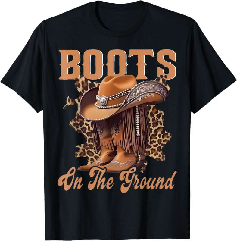 Boot Cowboy Western Cowgirl Linedance Leopard Women T-Shirt
