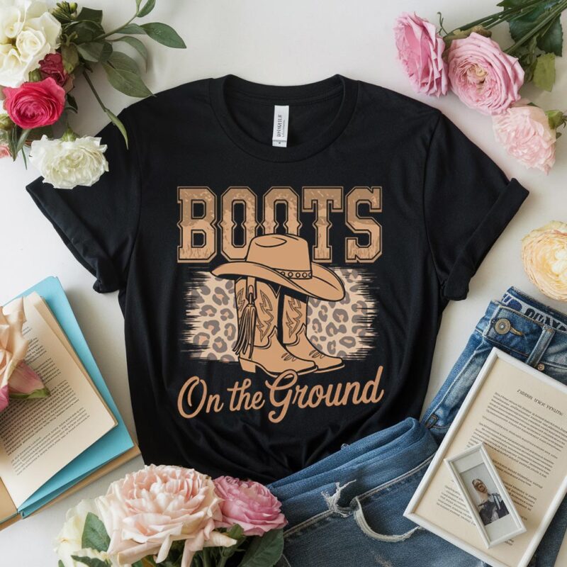 Boot Cowboy Western Cowgirl Linedance T-Shirt pa138