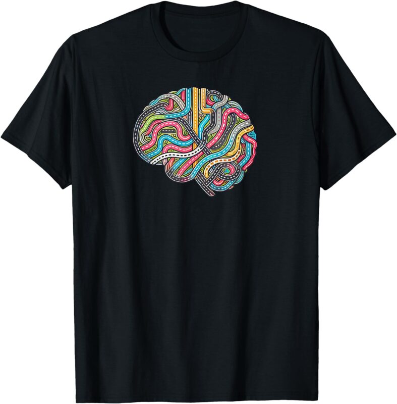 Brain Map With Roads. Neuroplasticity T-Shirt